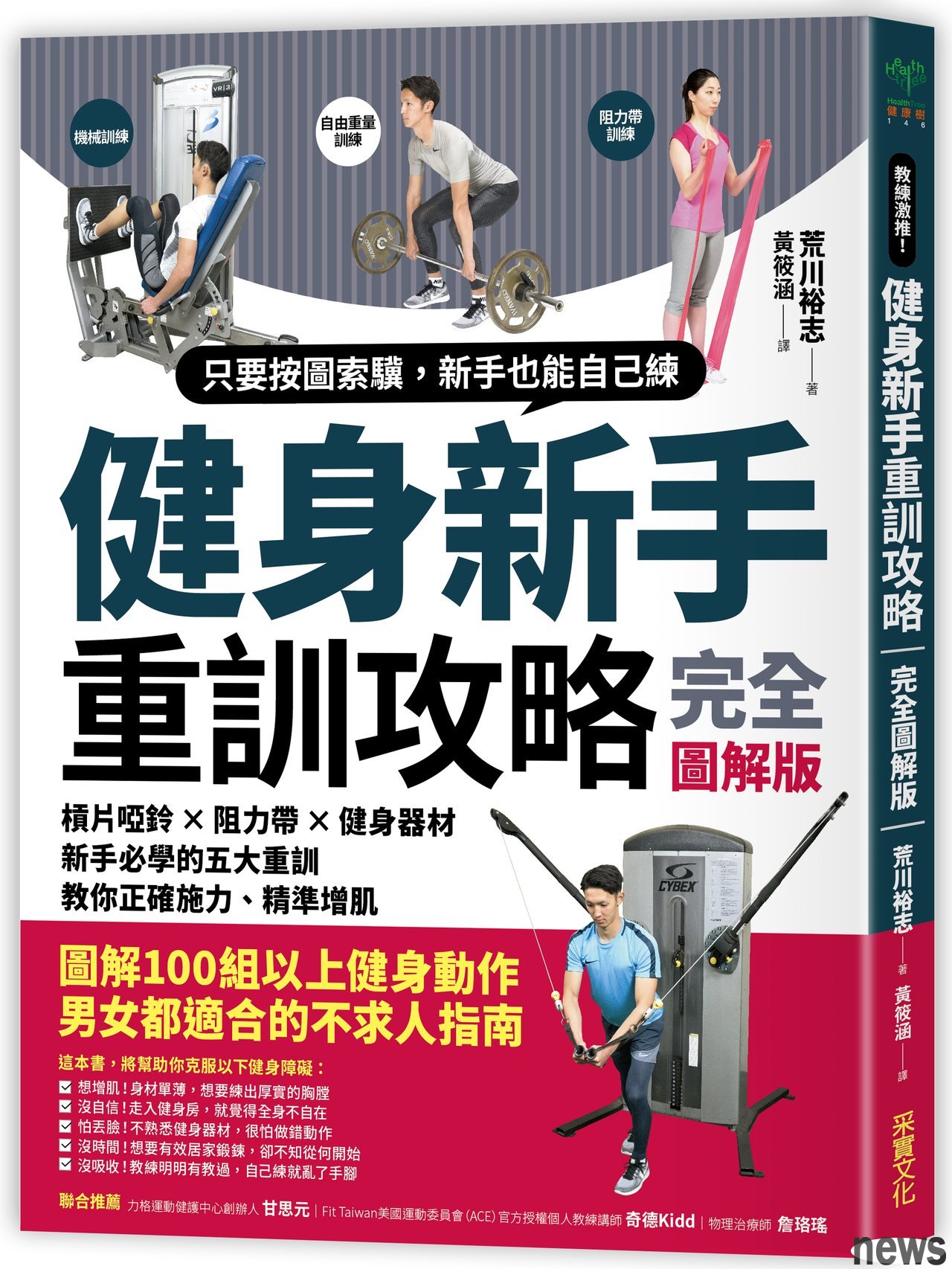 ．書名：健身新手重訓攻略：槓片啞鈴×阻力帶×健身器材，新手必學的五大重訓，教你正確施力、精準增肌
．作者：荒川裕志 
．譯者：黃筱涵
．出版社：采實文化
．出版日期：2020/08/27 
